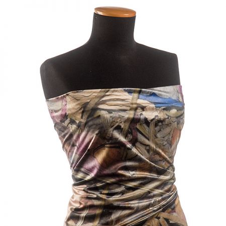 Sametová dekorační látka tisk abstraktní květy