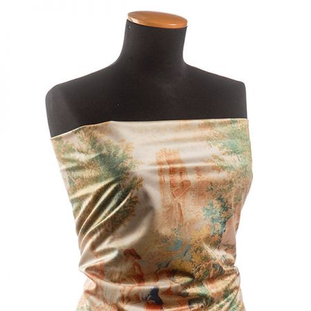 Sametová dekorační látka tisk venkov