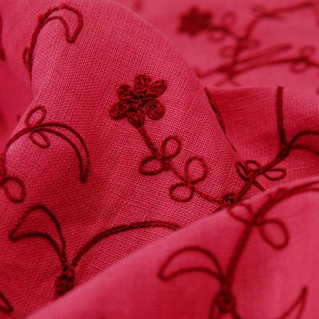 Len vyšívaný starorůžový/vínová výšivka