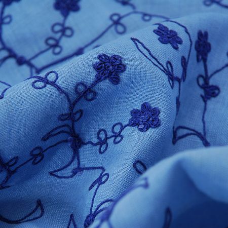 Len vyšívaný modrý/tmavě modrá výšivka