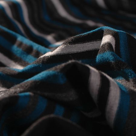 Úplet vzor proužky tyrkysová/černá/šedá/bílá