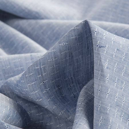 Len bavlna košilová látka světle modrá jeans vzor