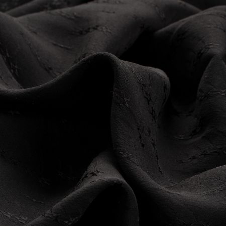 Hedvábný pružný satén drobný vzor černý