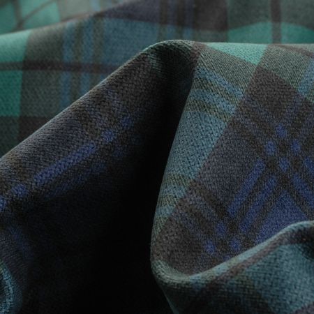 Potahová žinylková látka tisk zelený tartan