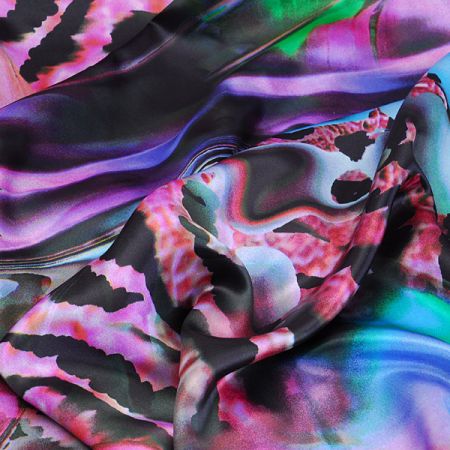 Satén koláž zvířecí motivy růžová/zelená/tyrkysová