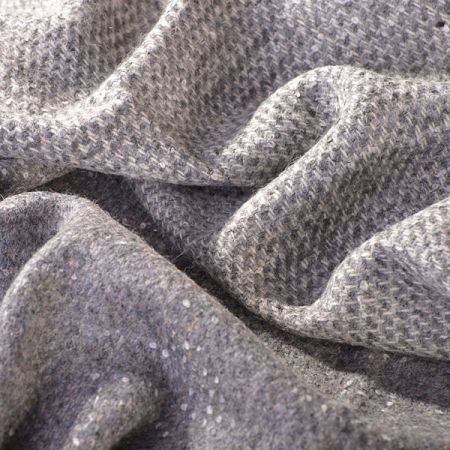 Tweedové látka na kabát obojstranná šedobiela