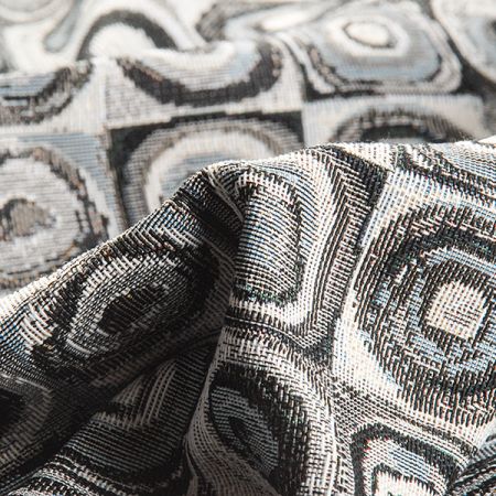 Dekorační látka čtverce a kruhy malé, černobílé