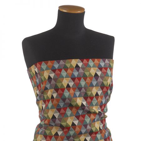 Dekorační látka retro vzor barevné trojúhelníky