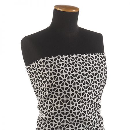 Dekorační látka retro vzor mozaika černá/bílá