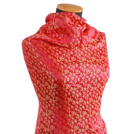 Žakárová látka jemná starorůžová/zlatá