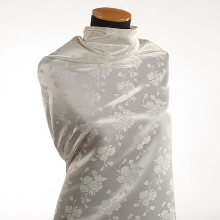 Žakárová látka květinový motiv slonová kost