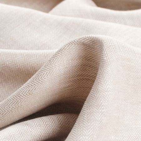 Len vzor rybí kost hnědosmetanový