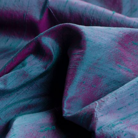 Šantung jednobarevný šanžán tyrkys/fuchsie