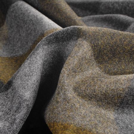 Vlněná látka tvíd se vzorem kostky zelená šedá