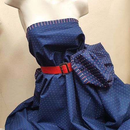 Bavlněná košilová látka drobný vzor modročervená