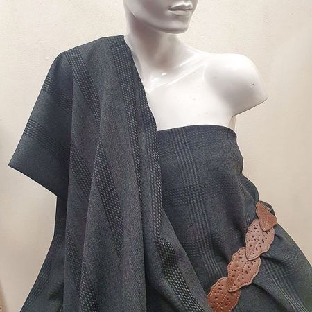 Vlněná kostýmová látka černé pruhy