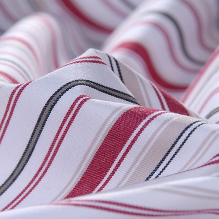 Pružná bavlněná látka vzor proužky červenobílá