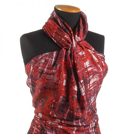 Hedvábný satén abstraktní motiv vínový