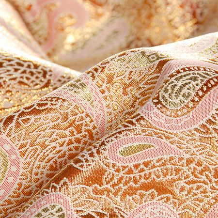 Brokát lamé paisley motiv zlatoměděný
