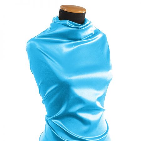 Pružný satén blankytně modrý