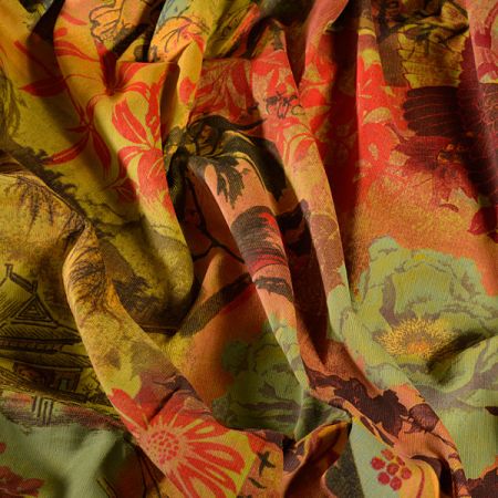 Pružný manšestr japonský motiv