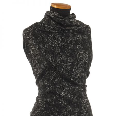 Kostýmová žakárová látka vlna směs květy/rybí kost