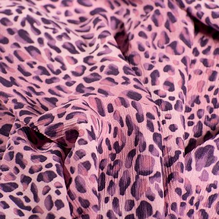 Šifon plisé zvířecí motiv růžovofialový