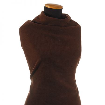 Flauš vlna s plastickým vzorem rybí kost tm.hnědý