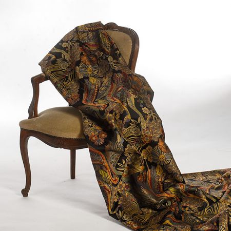 Žakárová dekorační látka Art deco Volavky černá