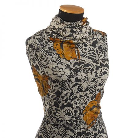 Pletenina vlna směs motiv krajky/růže