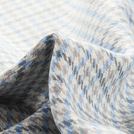 Vlněná kostýmová látka vzor pepito béžovomodrá