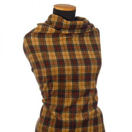 Vlna směs košilová látka vzor kostky hnědá/červená