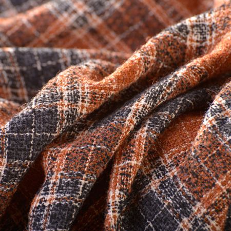Látka na kostým imitující ručně tkané metráže hnědá kostka