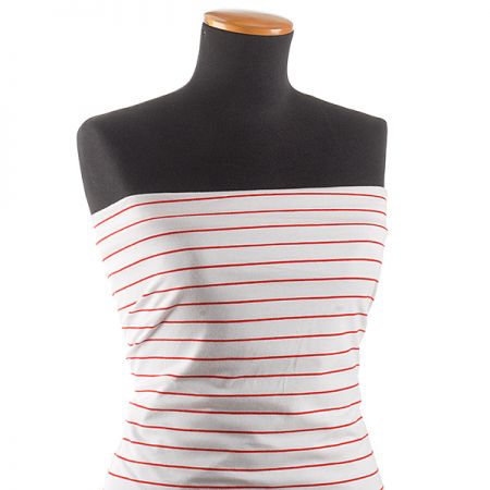 Úplet letní bavlna viskoza proužky červený II.jakost