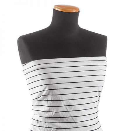 Úplet letní bavlna viskoza proužky temně modrý