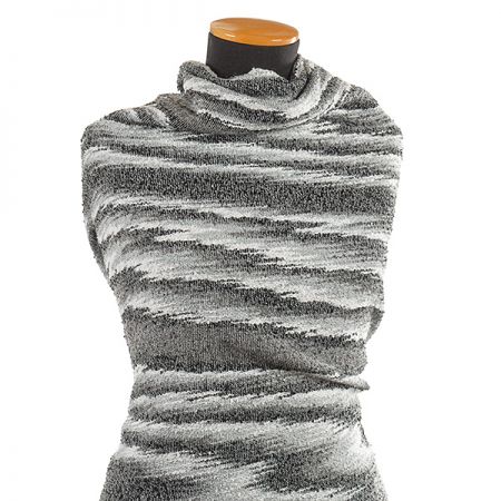 Látka Art Fabrics vlna směs buklé černá/bílá/šedá 