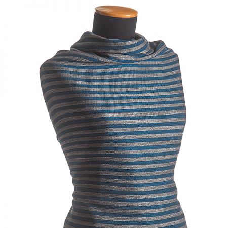 Len viskoza směs Art Fabrics proužek široký modrý