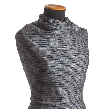 Len viskoza směs Art Fabrics proužek úzký modrý