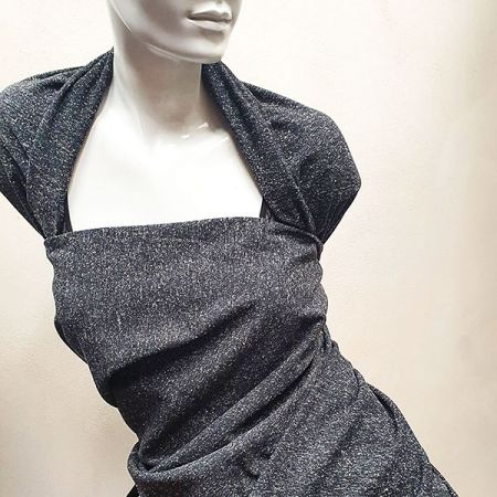 Vlna směs tweedová látka Art Fabrics černošedá