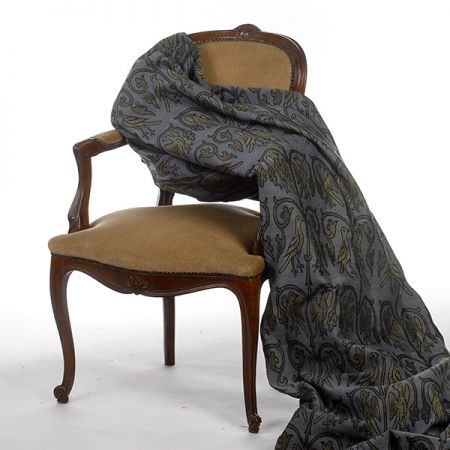 Replika historické tkaniny Arras zelená/šedá