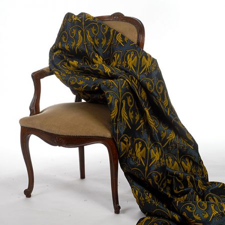 Replika historické tkaniny Arras žlutá/modrá