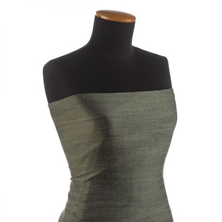 Viskoza len látka rybí kost Art Fabrics zelenočerná