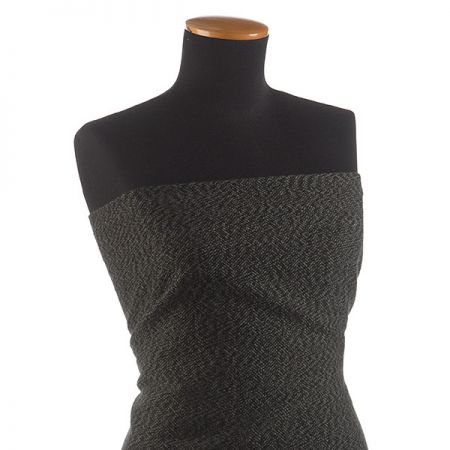 Tvíd oboustranný moaré Art Fabrics khaki/černý