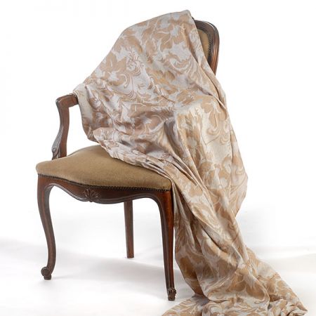 Karin žakár květy  Art Fabrics zlatobílá