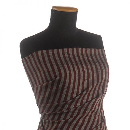 Len Art Fabrics pruhy úzké červenošedé