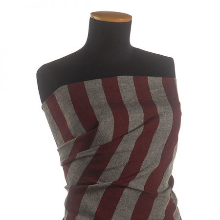 Len Art Fabrics pruhy široké červenošedé