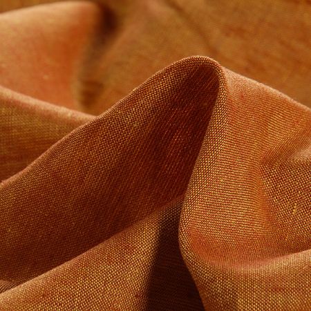 Len Art Fabrics šanžán rezavožluté barvy