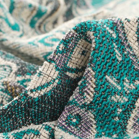 Žakár Art Fabrics Paisley vzor zelený/černý