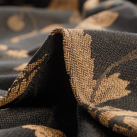 Žakárová tkanina Art Fabrics Primavera okrová/černá