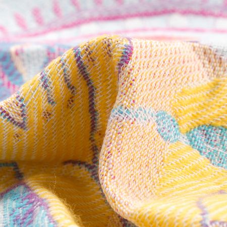 Dekorační tkanina Art Fabrics secese Mucha modrá/žlutá